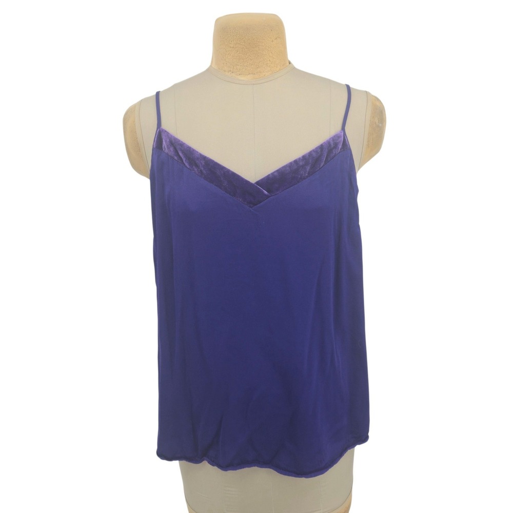 Aritzia Cami Women XL Purple Velvet Trim V-Neck Tank Top Anthropologie Layering